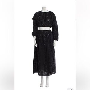 Matteau Eyelet Two-Piece Skirt Set – Black – Size XS